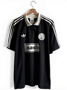 Adidas x Oasis Tour Jacquard Jersey Black Polo Shirt 100% Authentic